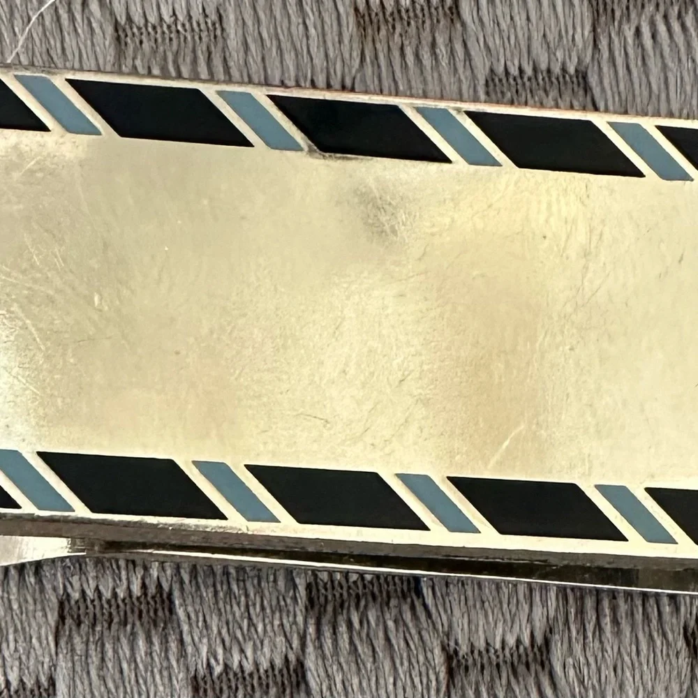 Silver and Blue Geometric Money Clip